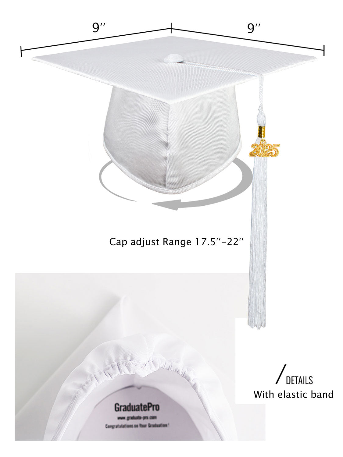 Shiny Kindergarten Cap and Tassel - 12 Colors Available