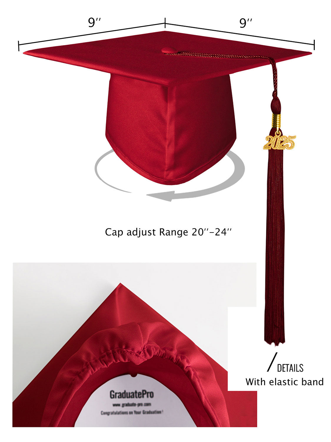 Matte Graduation Cap and Tassel - 12 Colors Available