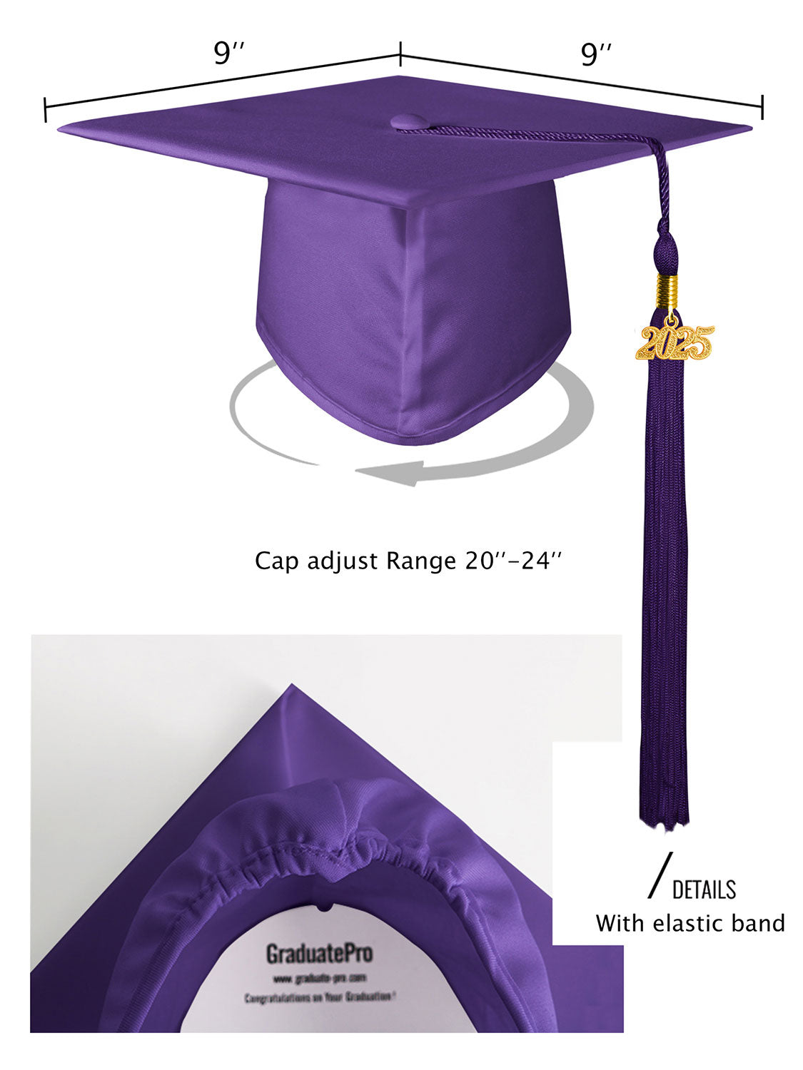 Matte Graduation Cap and Tassel - 12 Colors Available