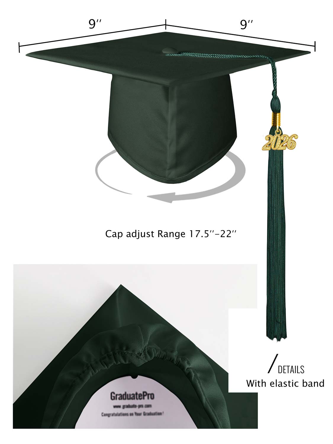 Matte Kindergarten Cap and Tassel - 12 Colors Available