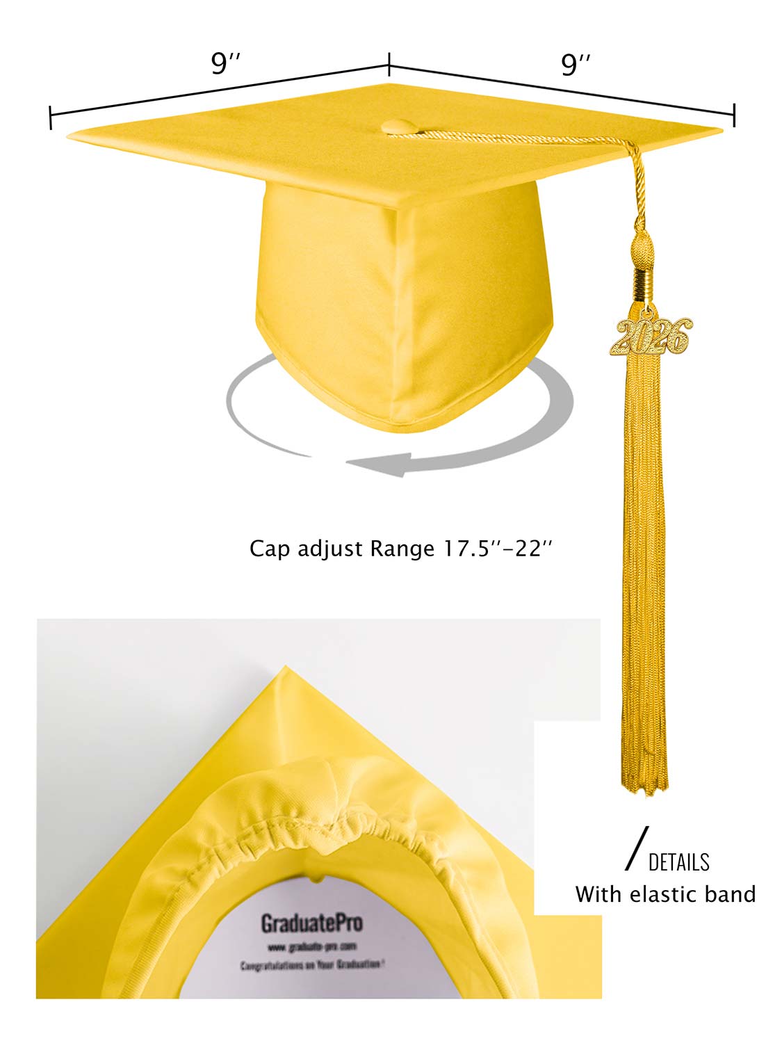 Matte Kindergarten Cap and Tassel - 12 Colors Available