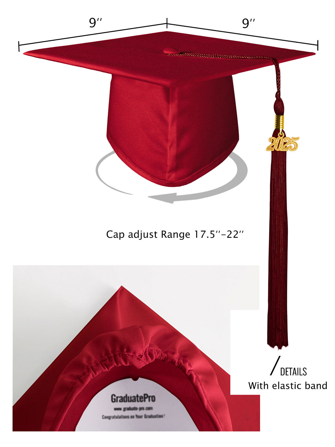 Matte Kindergarten Cap and Tassel - 12 Colors Available