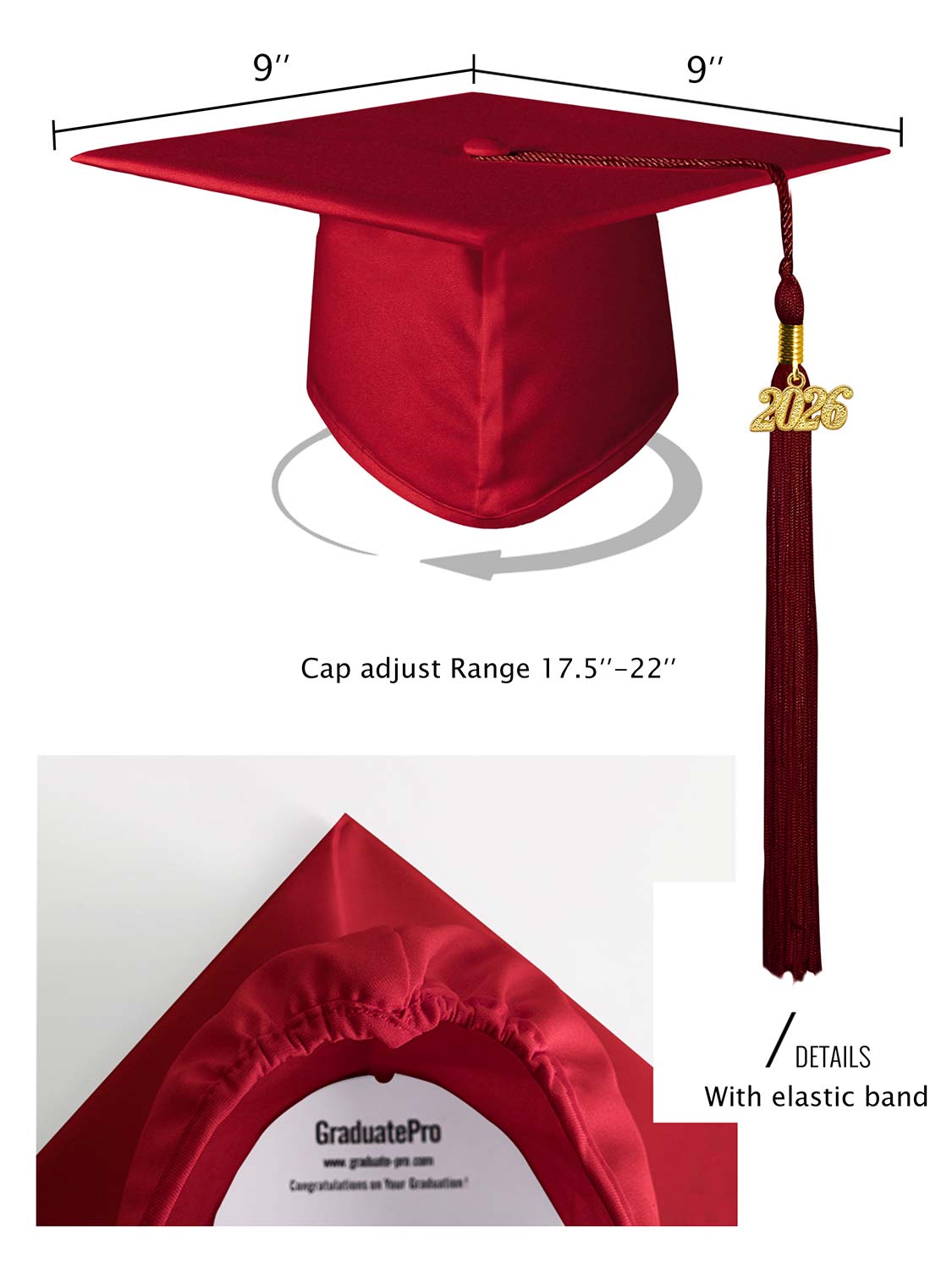 Matte Kindergarten Cap and Tassel - 12 Colors Available