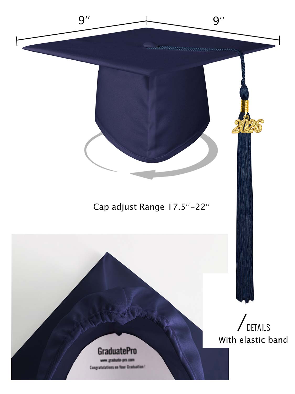 Matte Kindergarten Cap and Tassel - 12 Colors Available