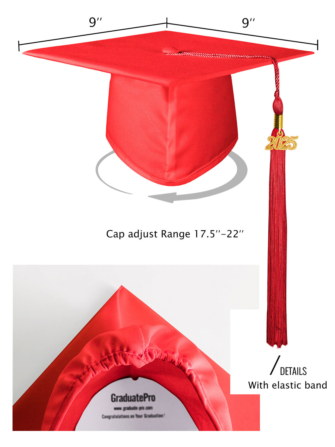 Matte Kindergarten Cap and Tassel - 12 Colors Available