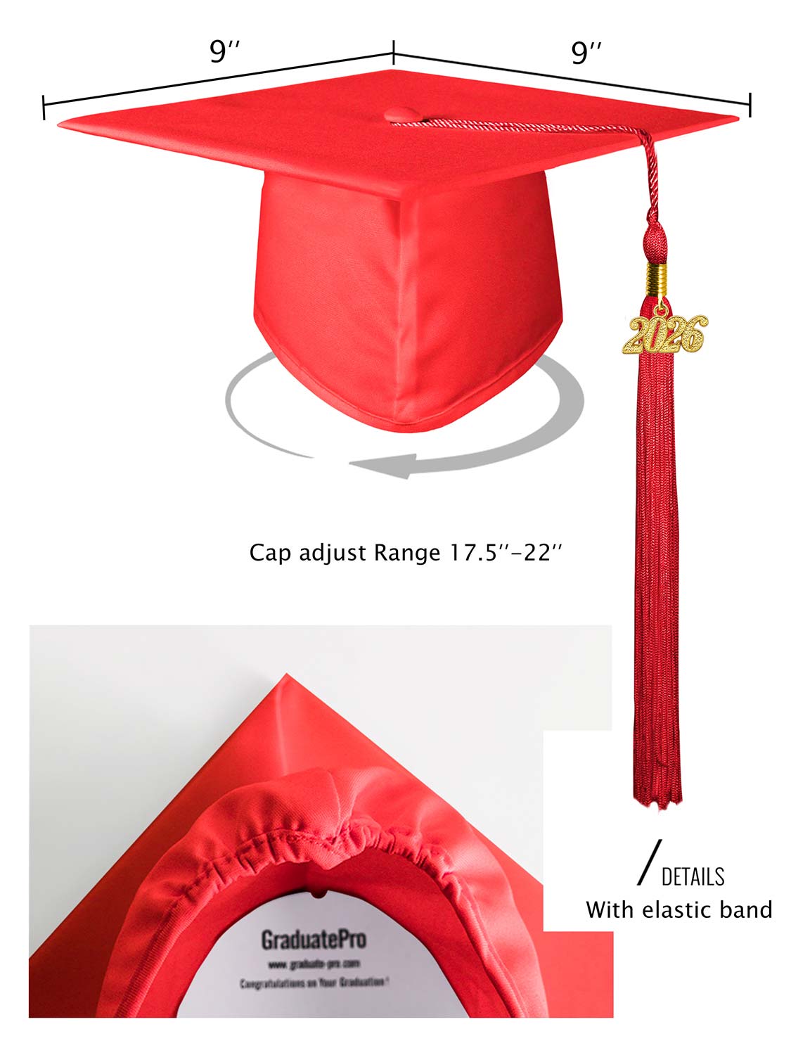 Matte Kindergarten Cap and Tassel - 12 Colors Available