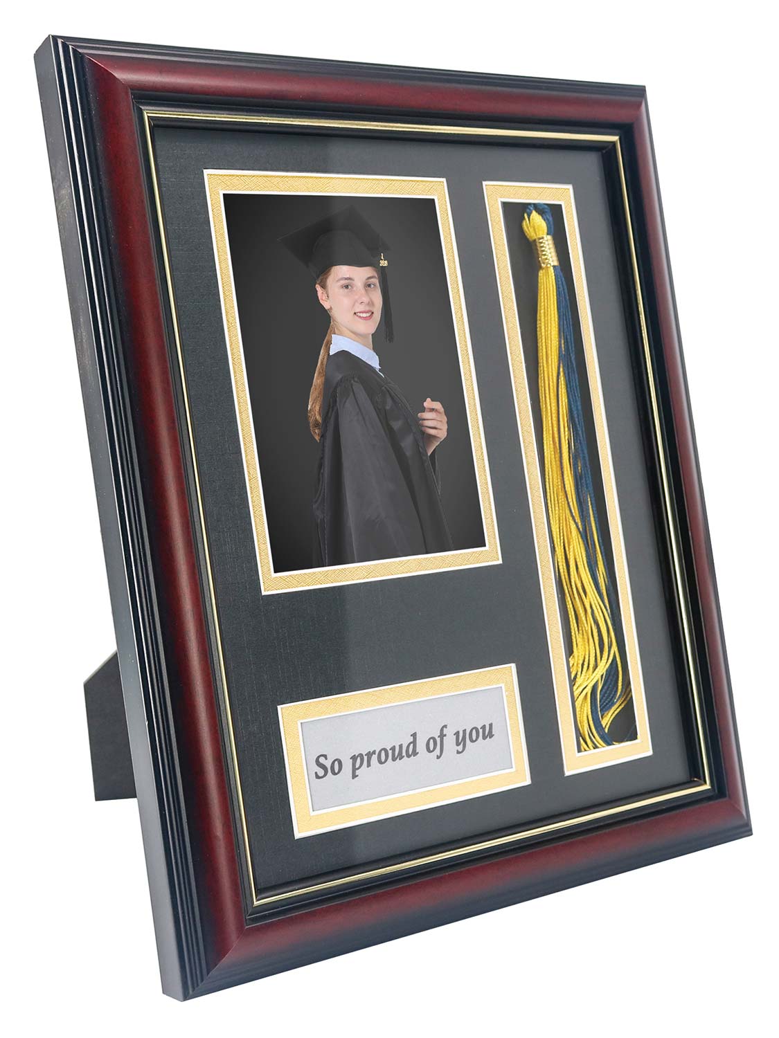 Cherry Real Wood Look Gold Trim with Tassel Holder Picture Frame - 6 Styles Available