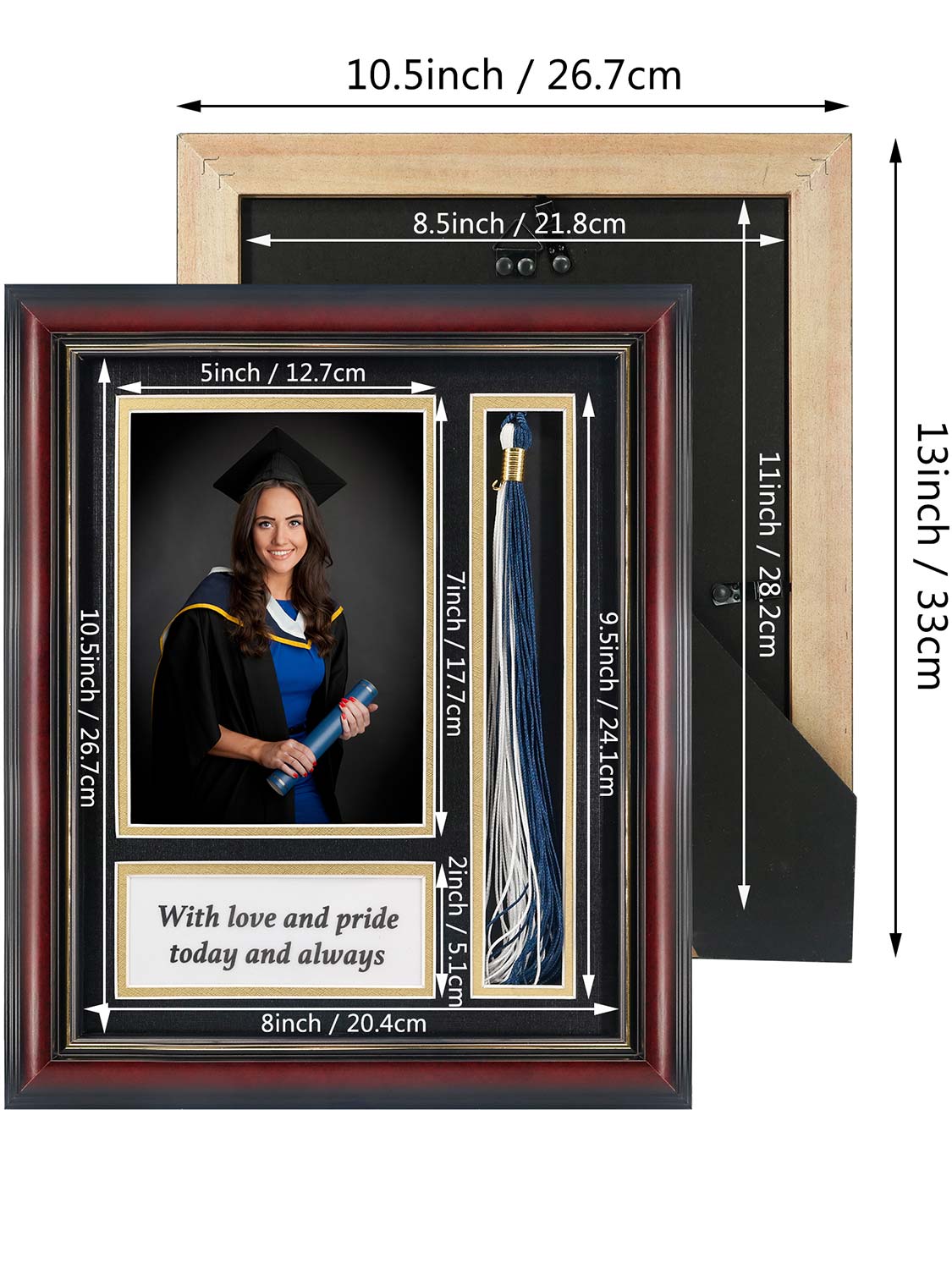 Cherry Real Wood Look Gold Trim with Tassel Holder Picture Frame - 6 Styles Available