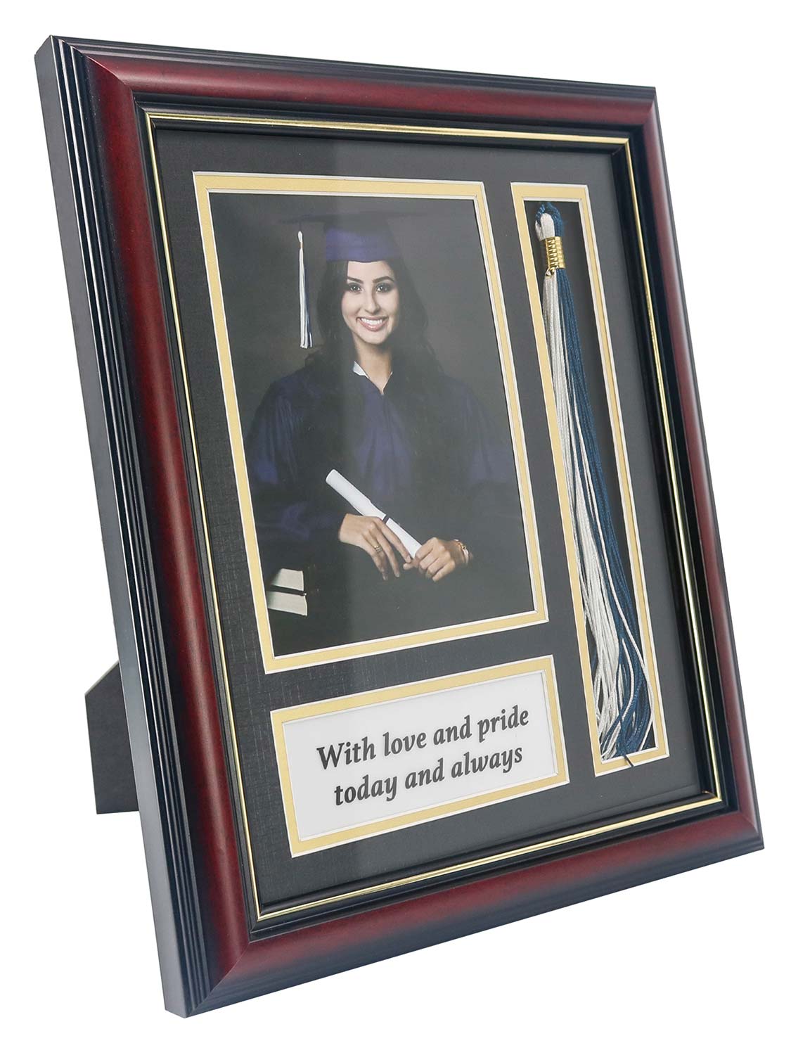 Cherry Real Wood Look Gold Trim with Tassel Holder Picture Frame - 6 Styles Available