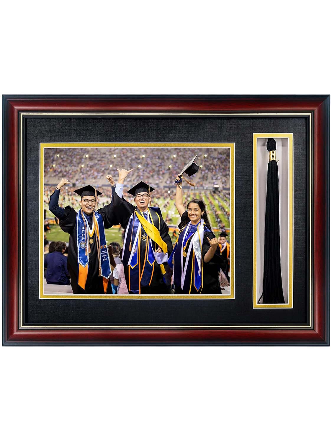 Cherry Real Wood Look Gold Trim with Tassel Holder Picture Frame - 6 Styles Available