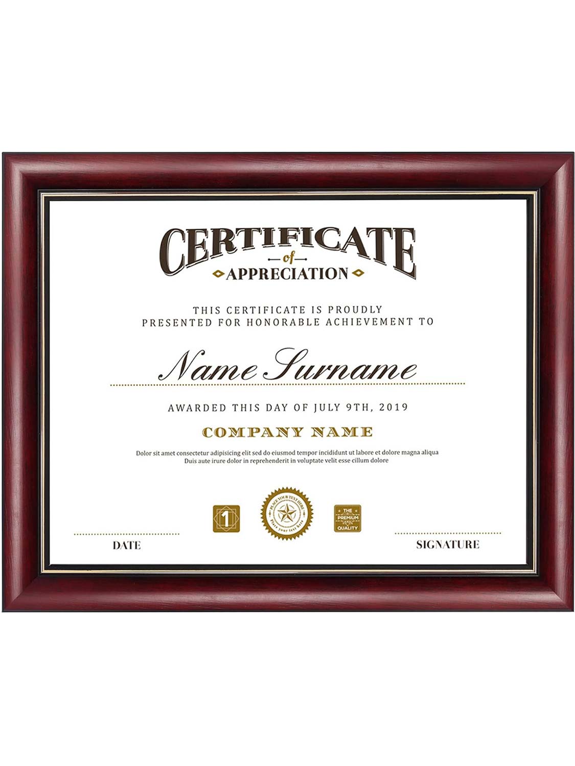 Mahogany Classic Certificate Diploma Frames - Various Sizes & Mat Colors Available