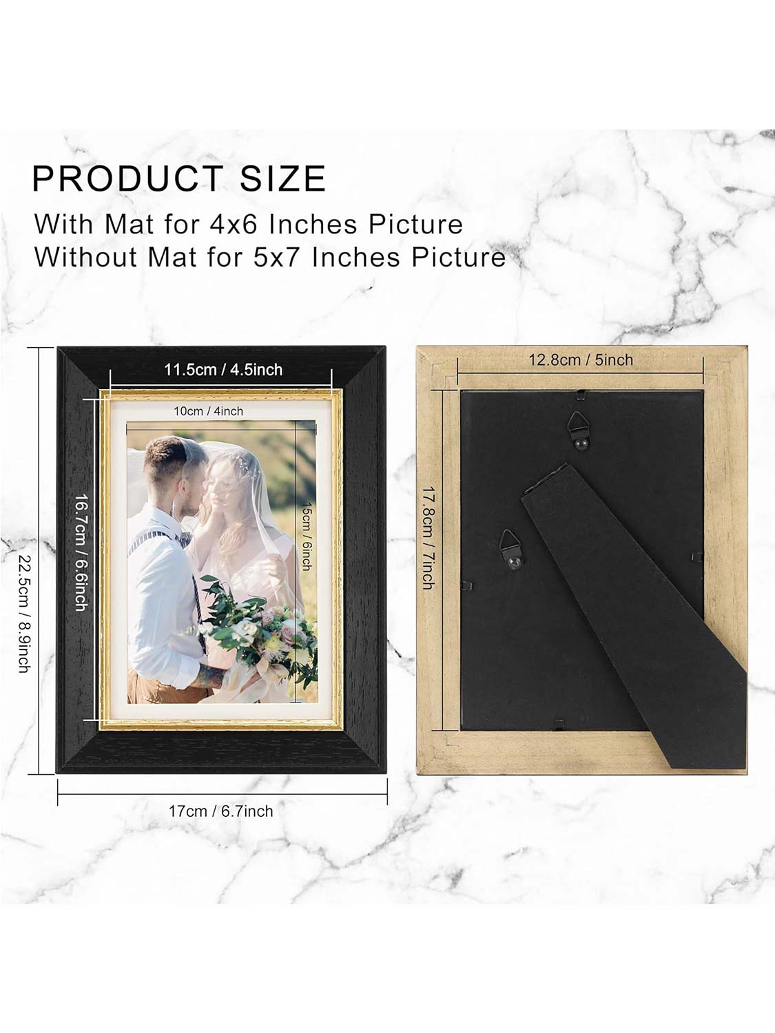 Real Wood with Gold Trim Collage Picture Frame Set of 3 - 2 Sizes Available