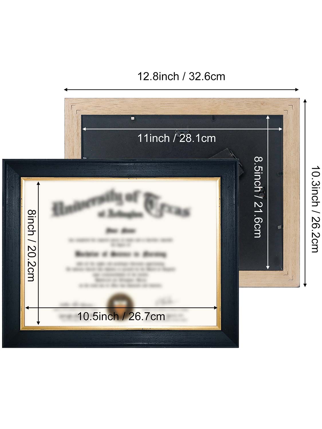 Black Elite Certificate Diploma Frames - Various Sizes & Mat Colors Available