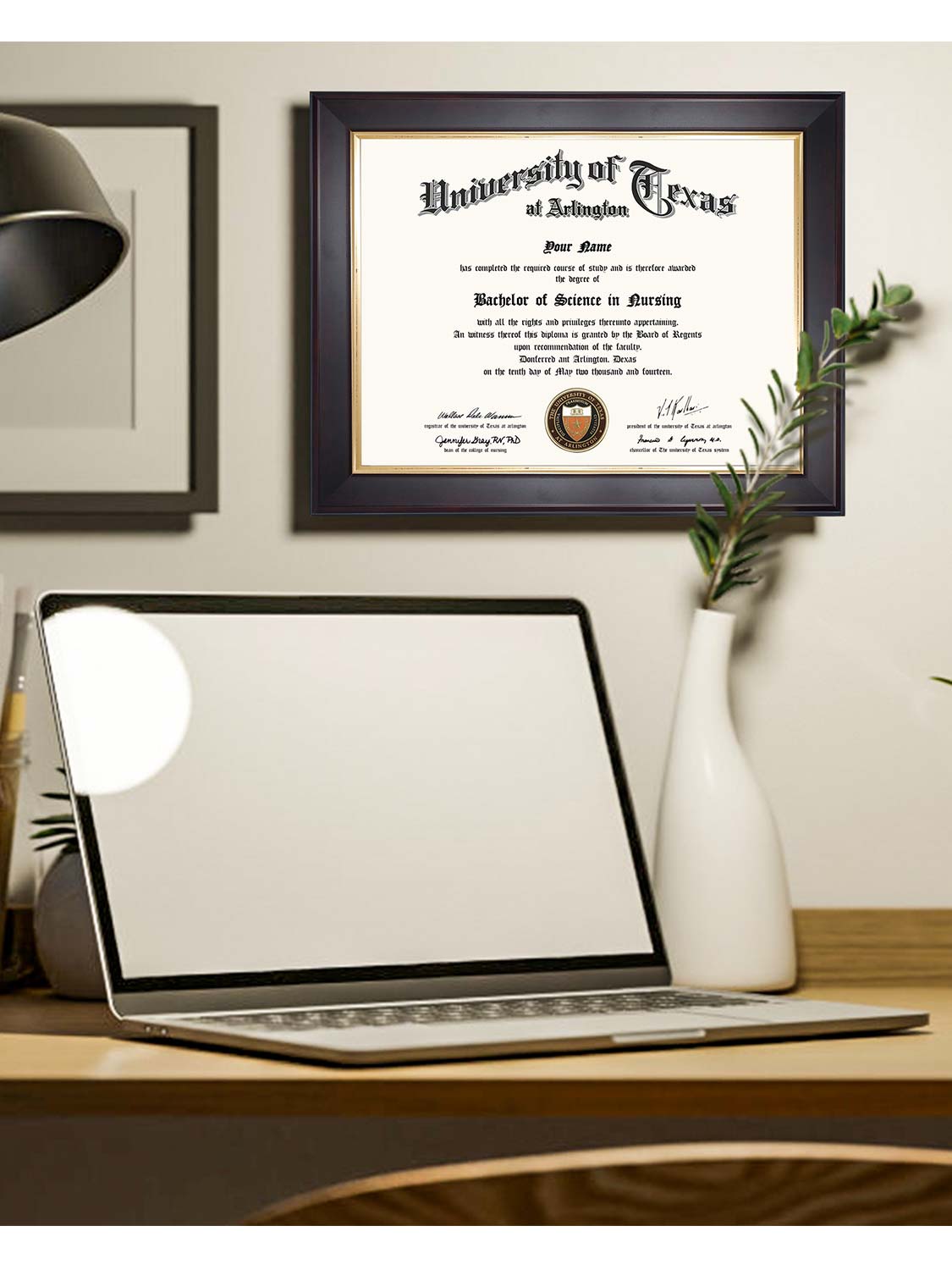 Brown Elite Certificate Diploma Frames - Various Sizes & Mat Colors Available