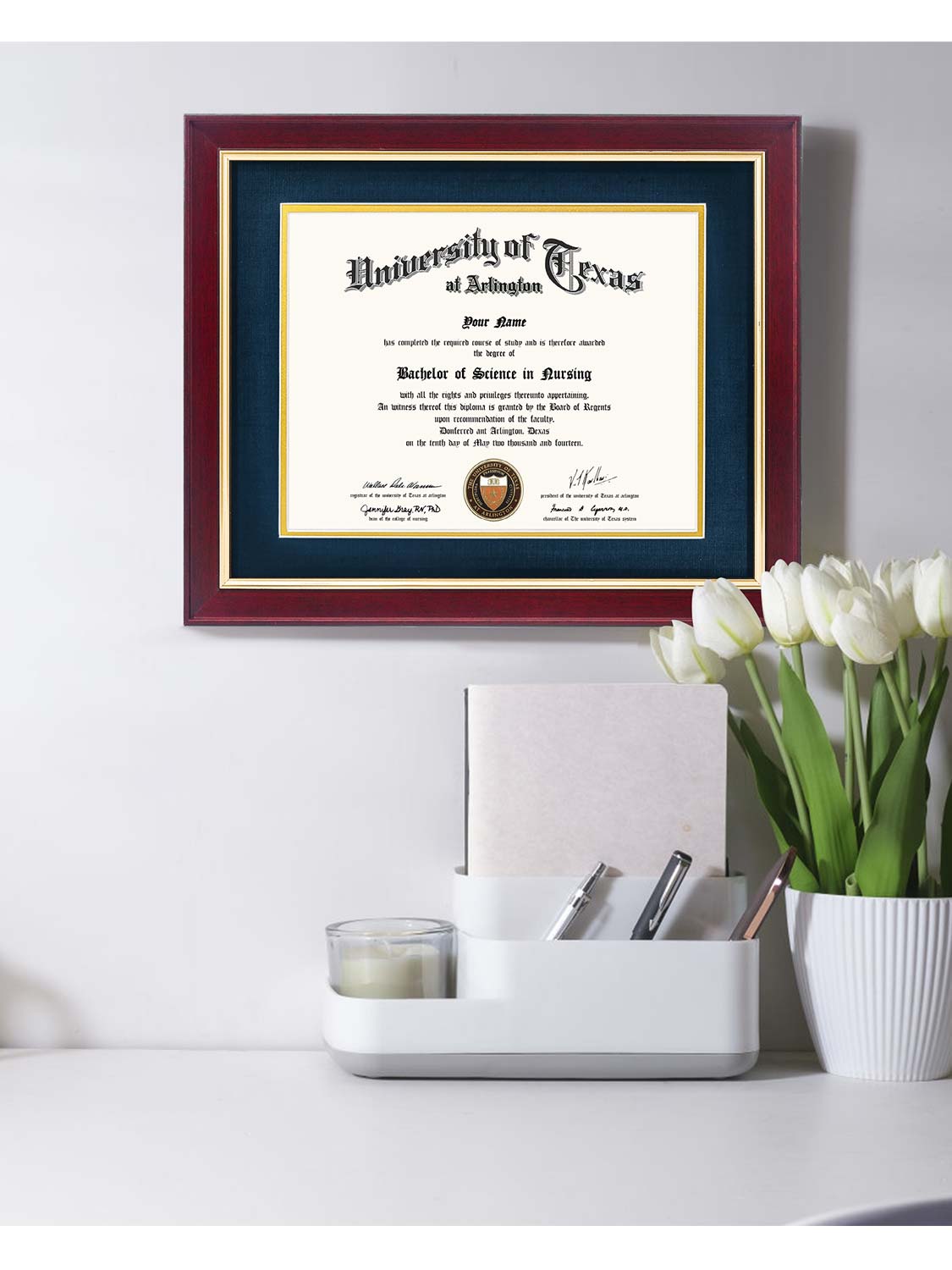 Mahogany Elite Certificate Diploma Frames - Various Sizes & Mat Colors Available