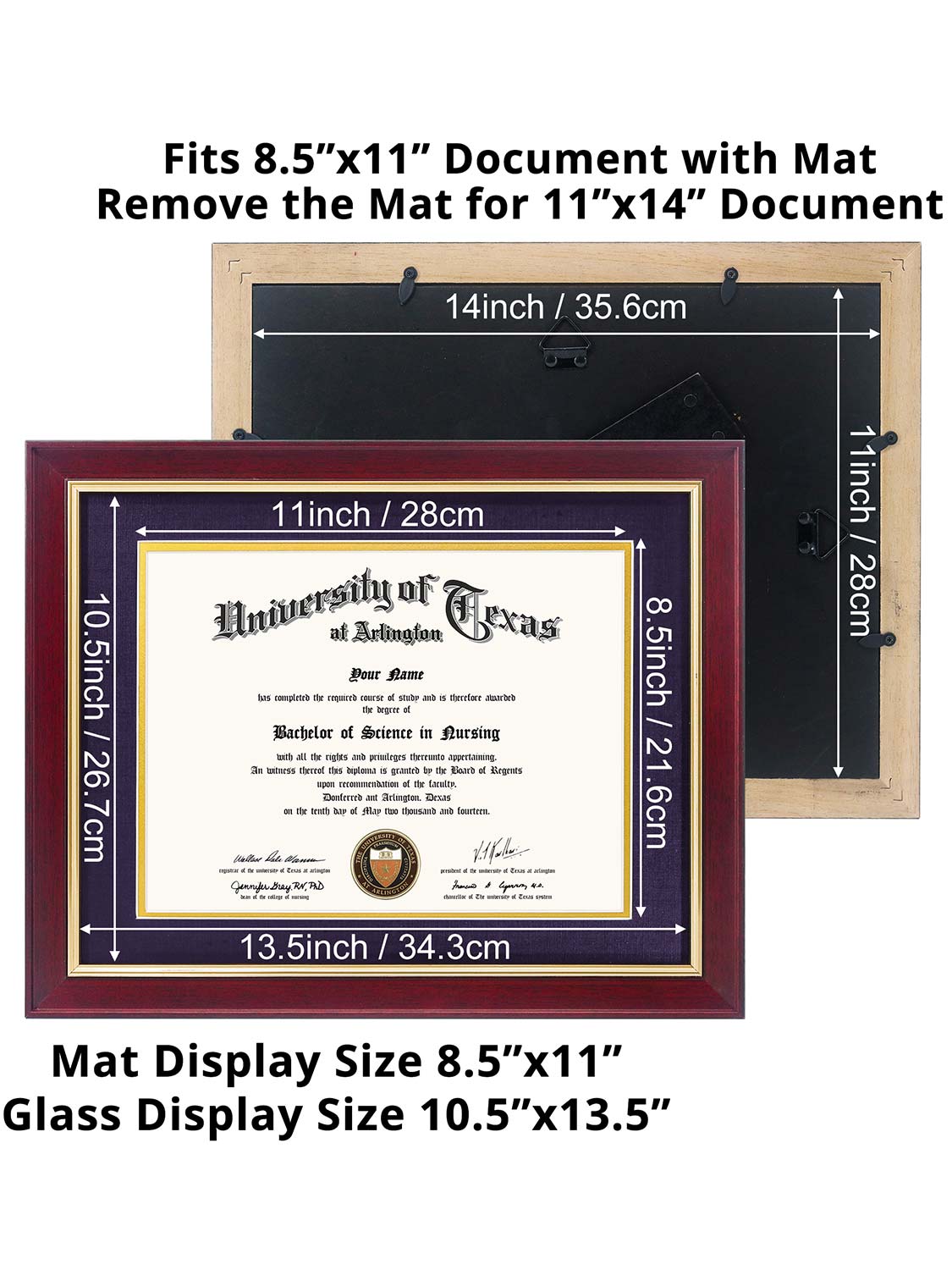 Mahogany Elite Certificate Diploma Frames - Various Sizes & Mat Colors Available