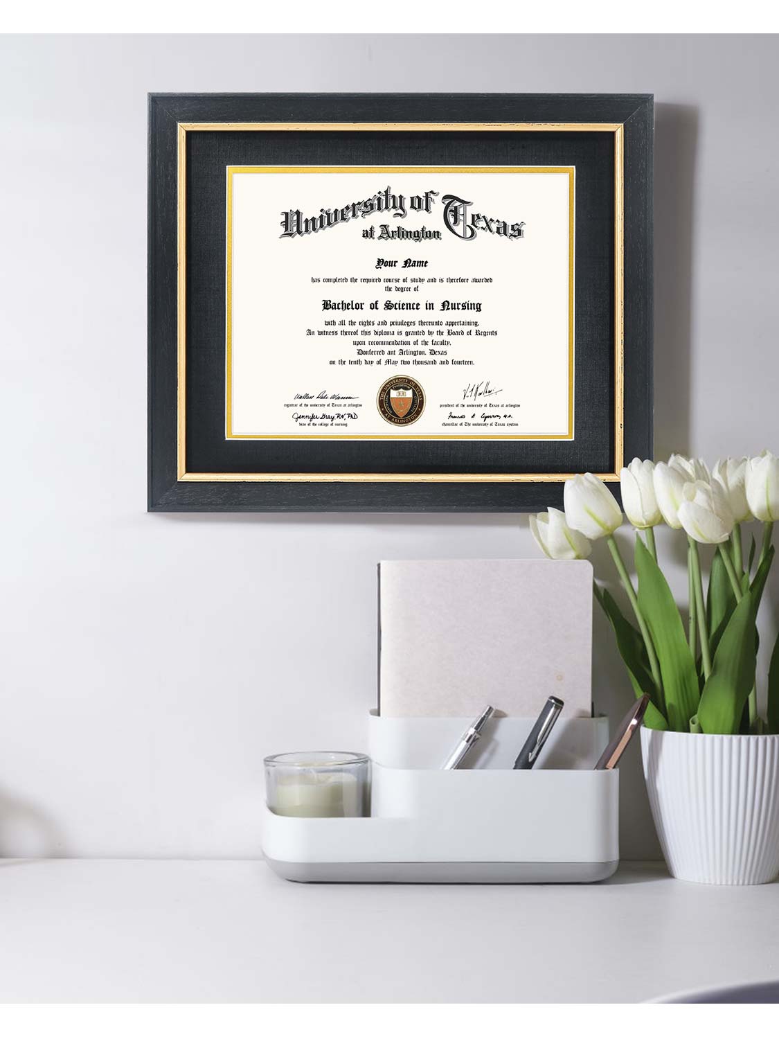 Black Elite Certificate Diploma Frames - Various Sizes & Mat Colors Available