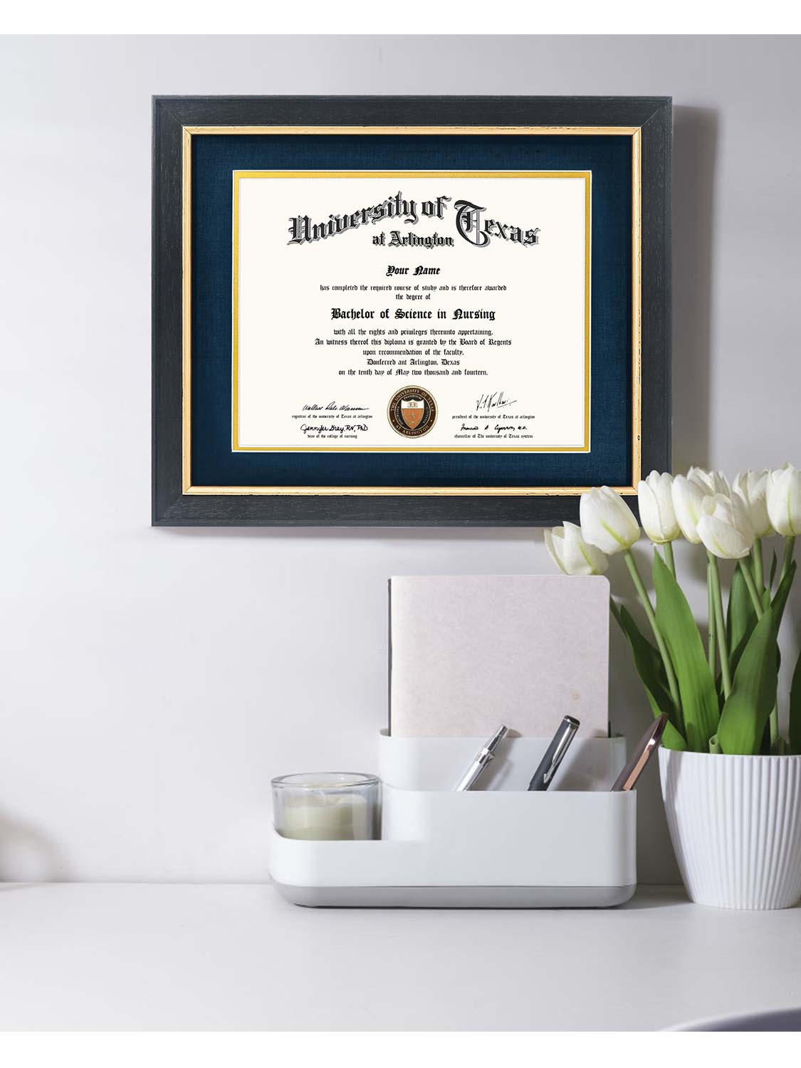 Black Elite Certificate Diploma Frames - Various Sizes & Mat Colors Available