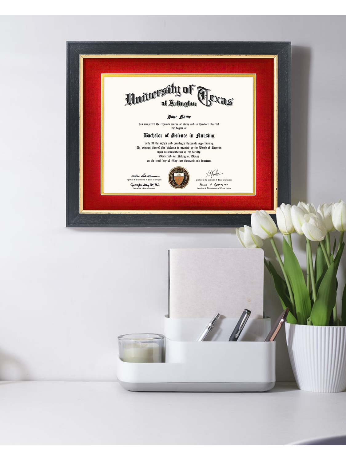 Black Elite Certificate Diploma Frames - Various Sizes & Mat Colors Available