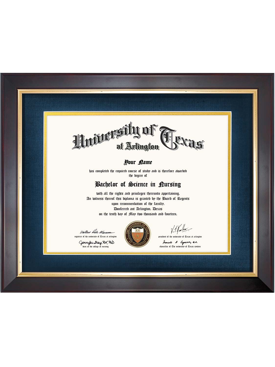 Brown Elite Certificate Diploma Frames - Various Sizes & Mat Colors Available