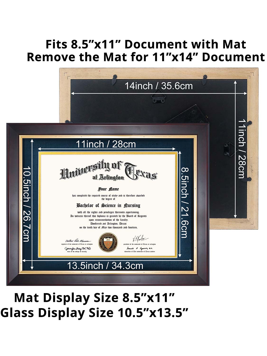 Brown Elite Certificate Diploma Frames - Various Sizes & Mat Colors Available