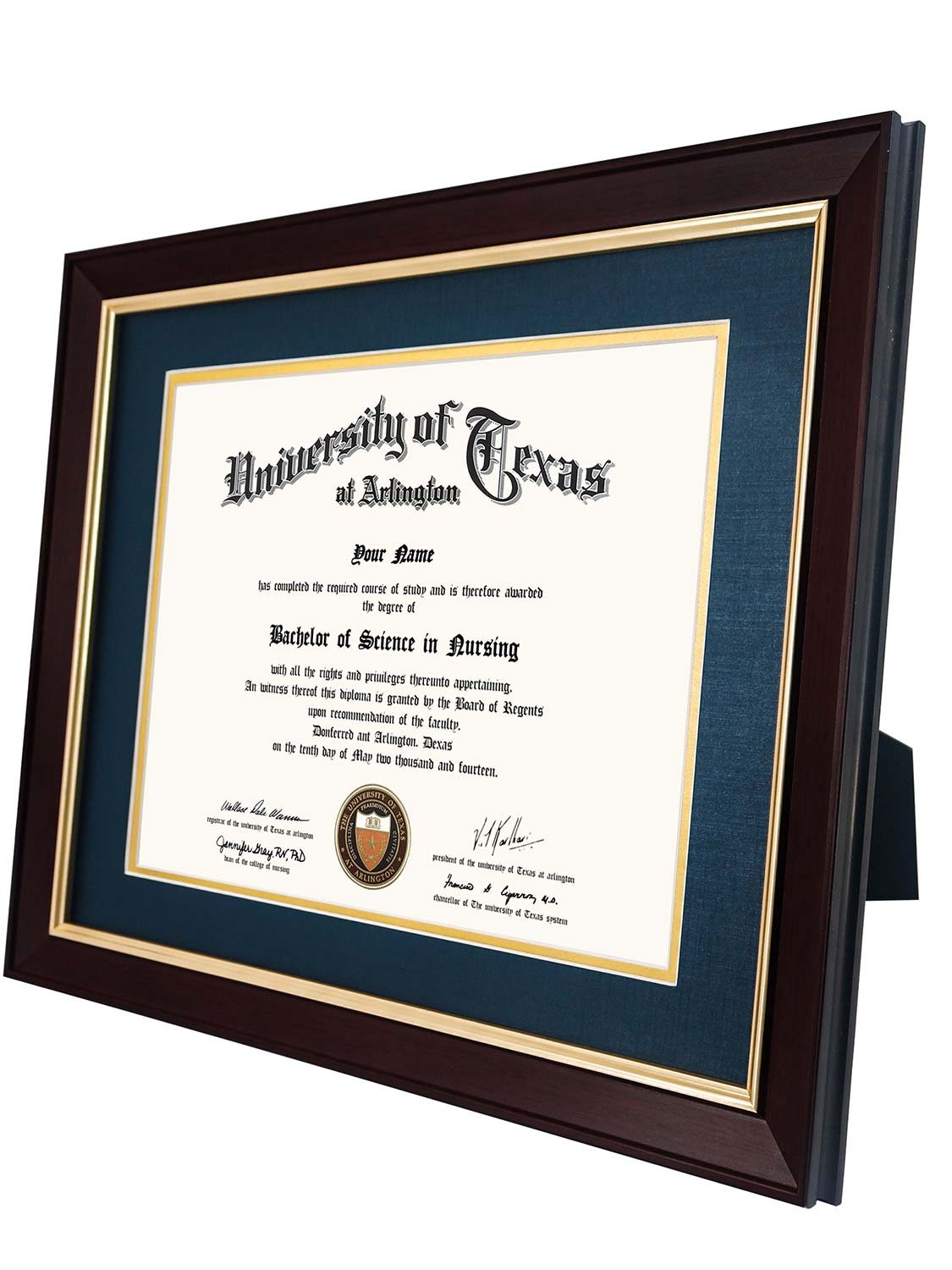 Brown Elite Certificate Diploma Frames - Various Sizes & Mat Colors Available