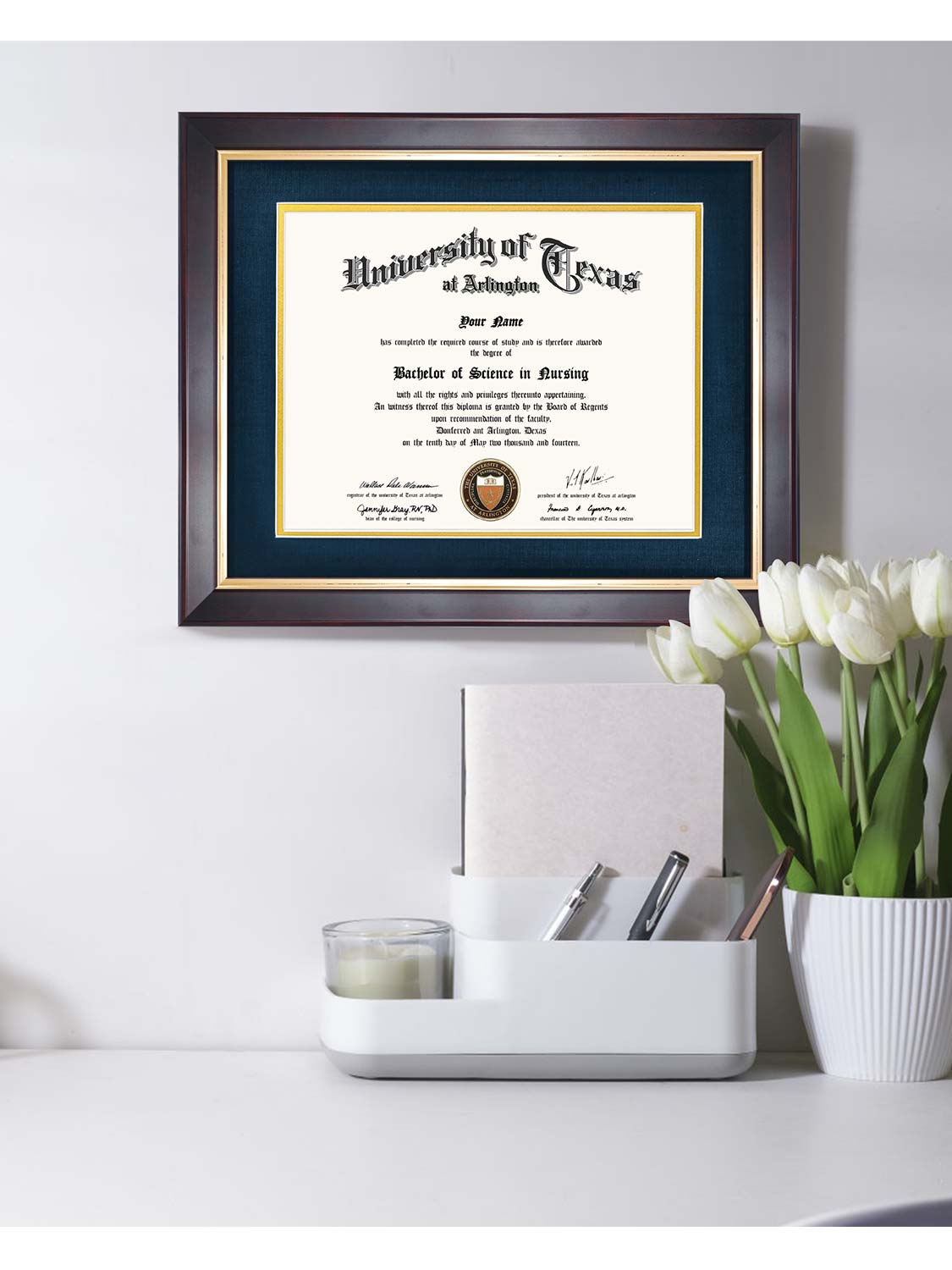 Brown Elite Certificate Diploma Frames - Various Sizes & Mat Colors Available