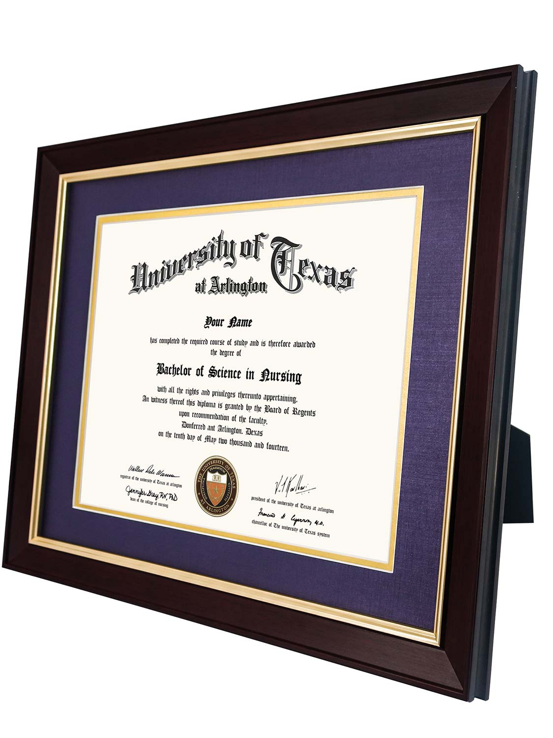 Brown Elite Certificate Diploma Frames - Various Sizes & Mat Colors Available