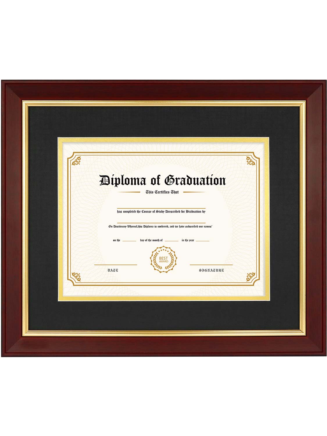 Mahogany Elite Certificate Diploma Frames - Various Sizes & Mat Colors Available