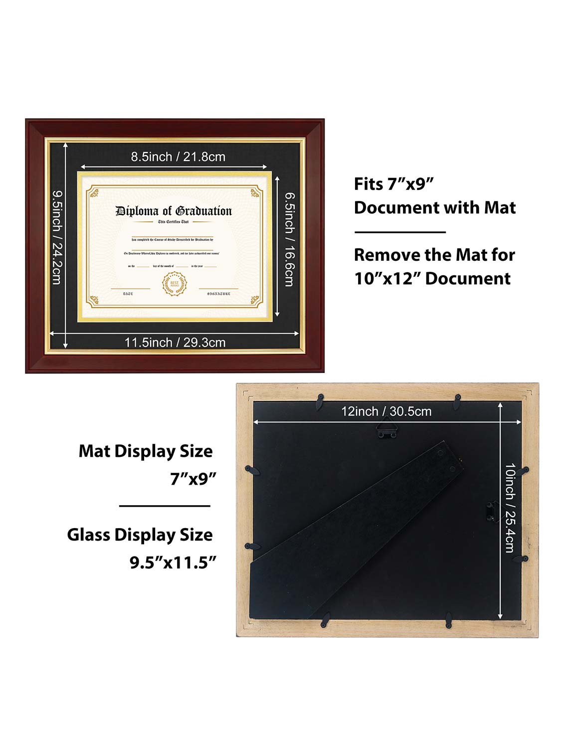 Mahogany Elite Certificate Diploma Frames - Various Sizes & Mat Colors Available