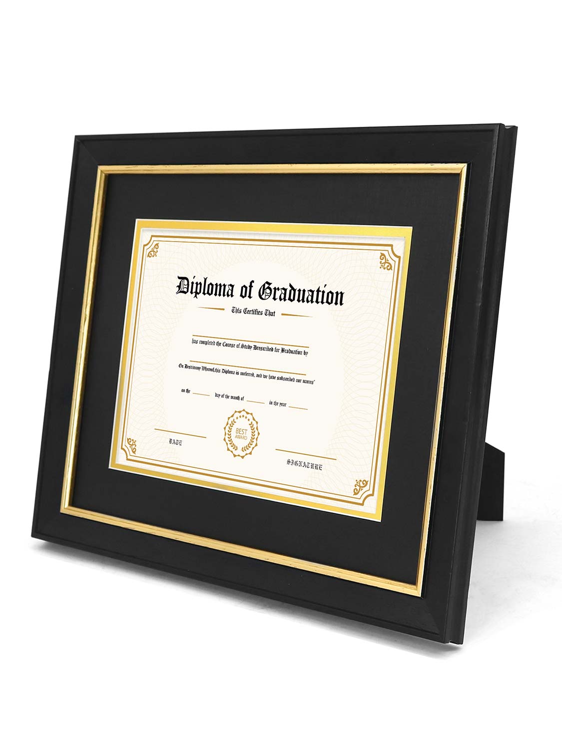 Black Elite Certificate Diploma Frames - Various Sizes & Mat Colors Available