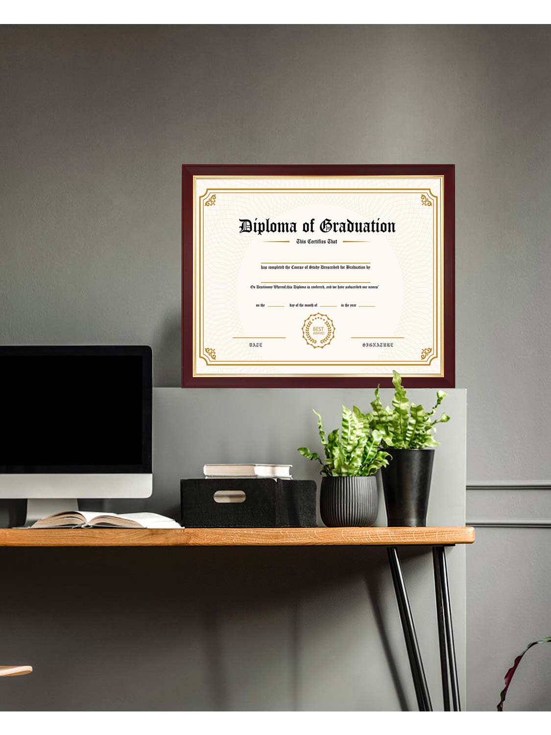 Mahogany Elite Certificate Diploma Frames - Various Sizes & Mat Colors Available
