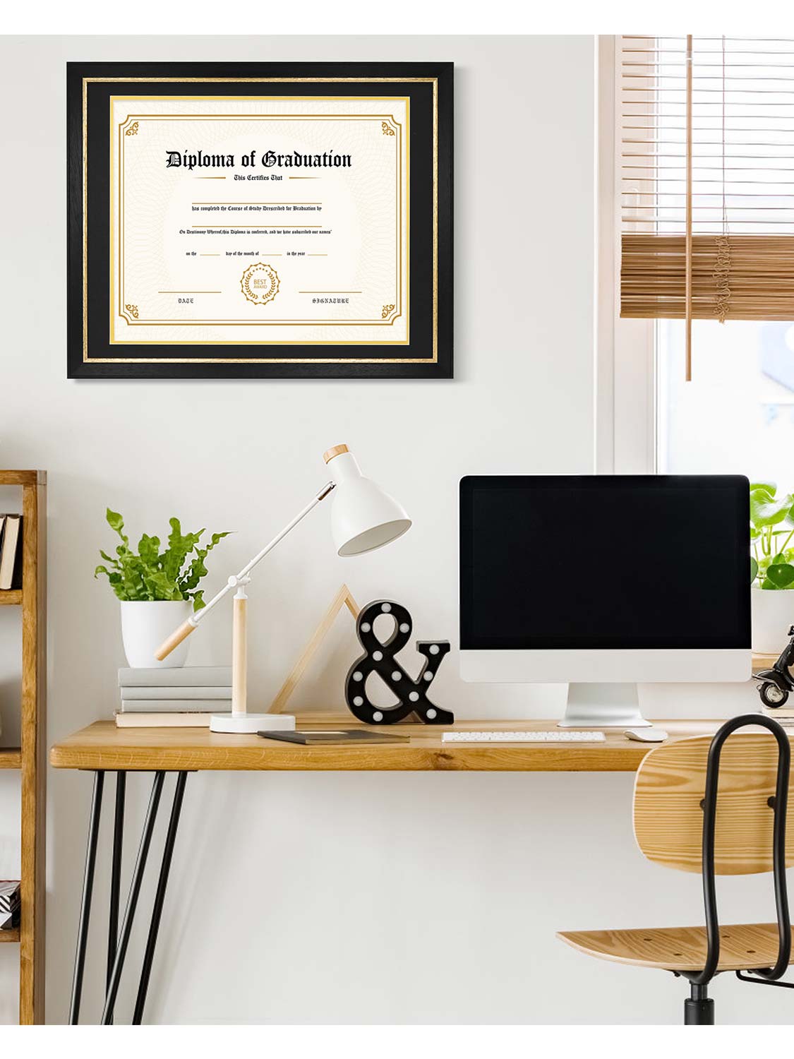 Black Elite Certificate Diploma Frames - Various Sizes & Mat Colors Available