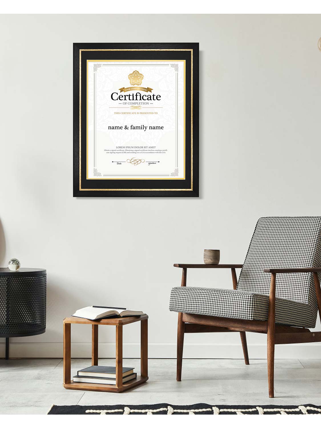 Black Elite Certificate Diploma Frames - Various Sizes & Mat Colors Available