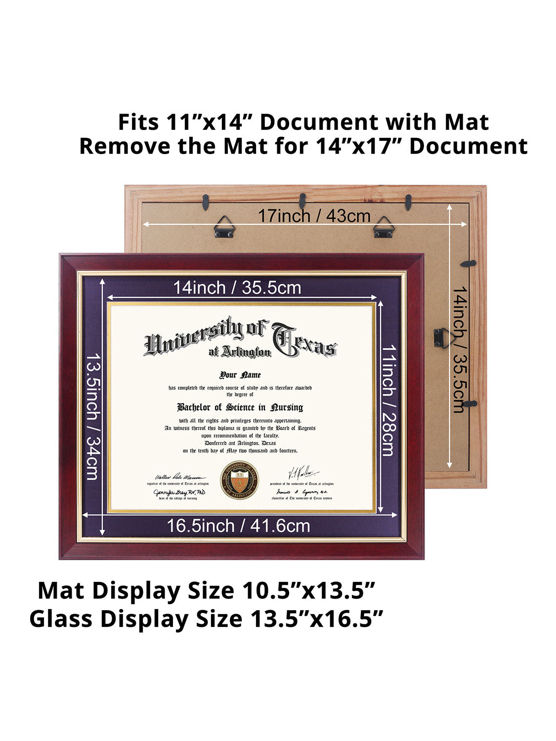 Mahogany Elite Certificate Diploma Frames - Various Sizes & Mat Colors Available