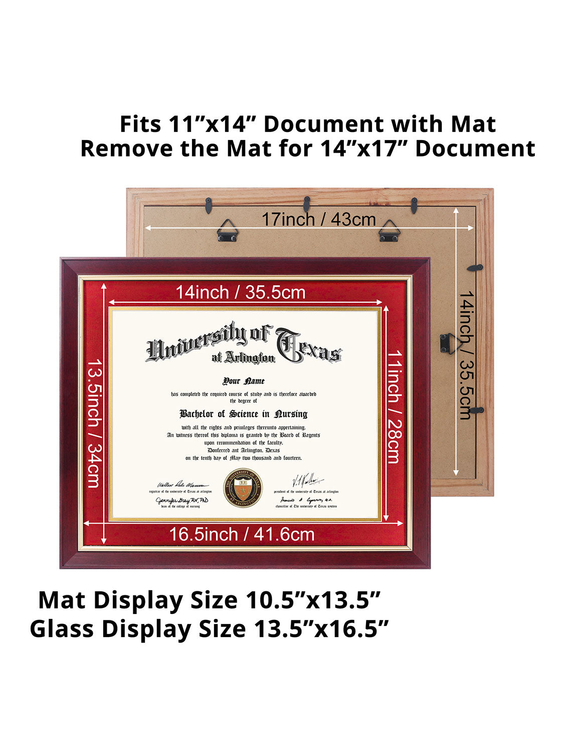 Mahogany Elite Certificate Diploma Frames - Various Sizes & Mat Colors Available