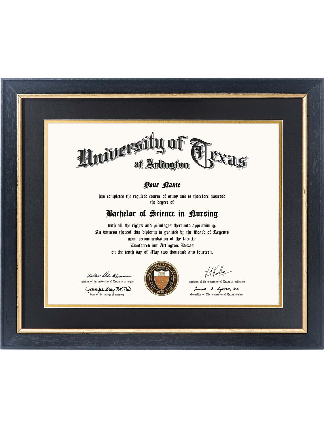 Black Elite Certificate Diploma Frames - Various Sizes & Mat Colors Available