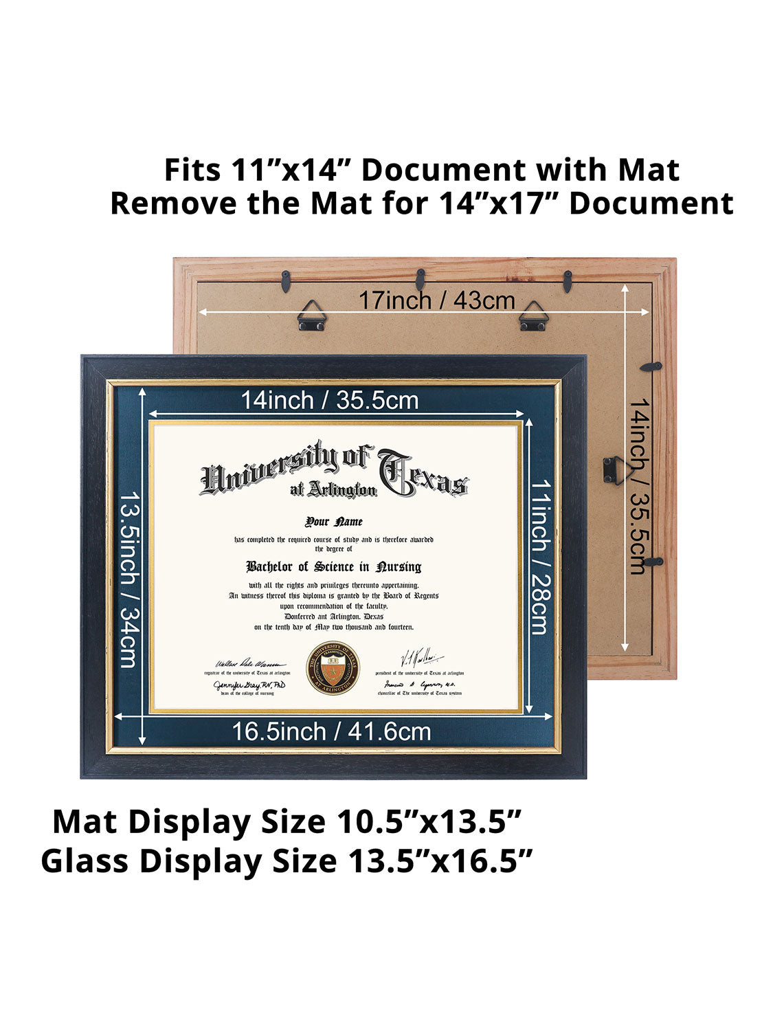 Black Elite Certificate Diploma Frames - Various Sizes & Mat Colors Available