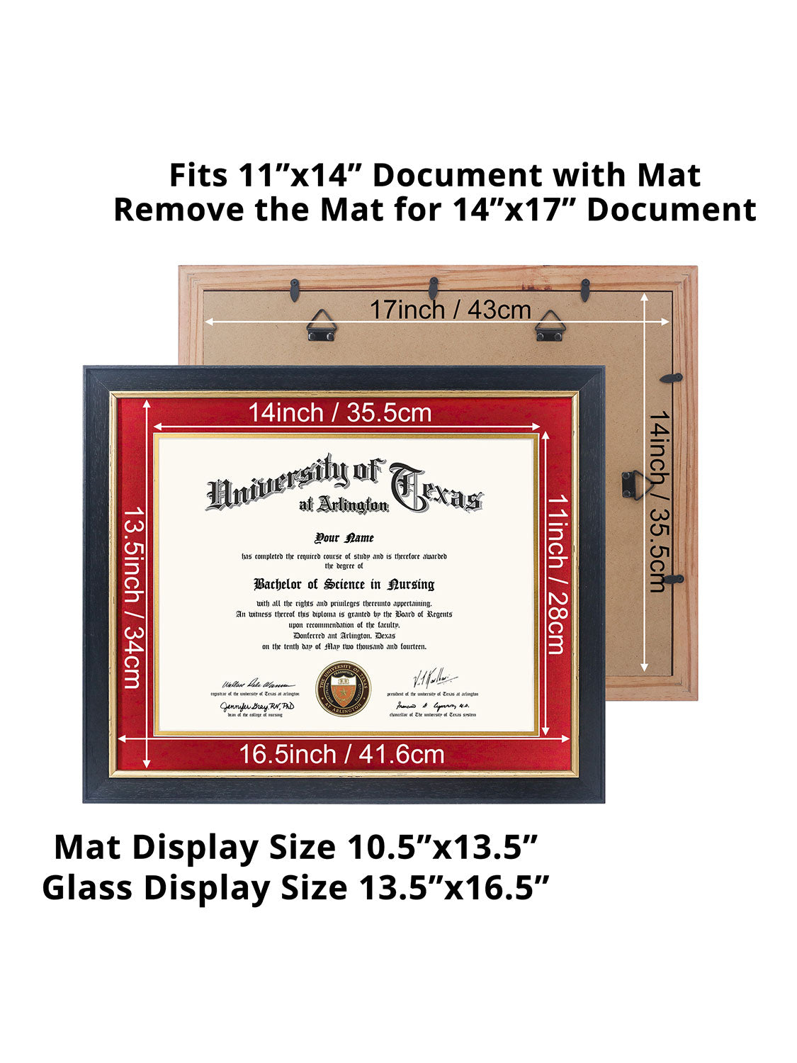 Black Elite Certificate Diploma Frames - Various Sizes & Mat Colors Available