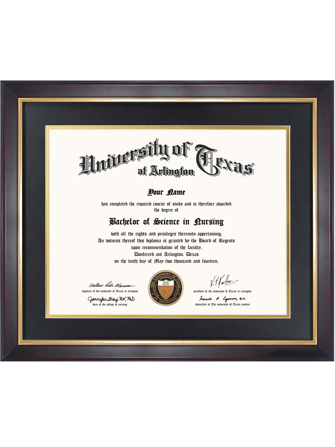 Brown Elite Certificate Diploma Frames - Various Sizes & Mat Colors Available