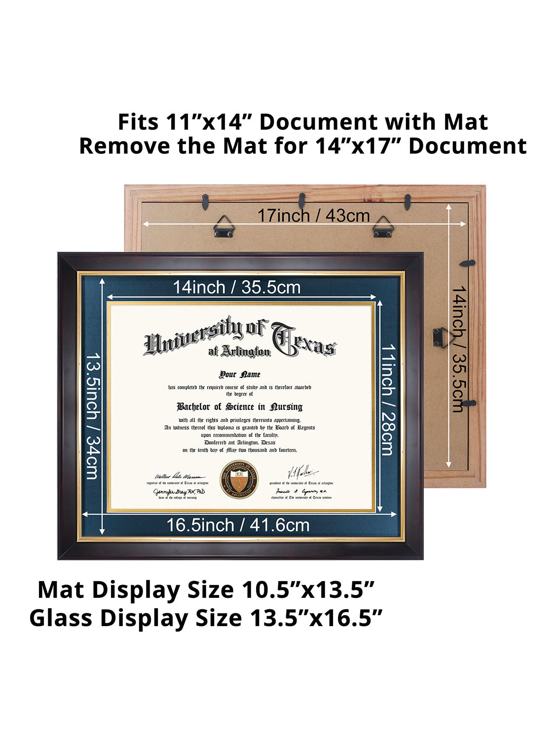 Brown Elite Certificate Diploma Frames - Various Sizes & Mat Colors Available