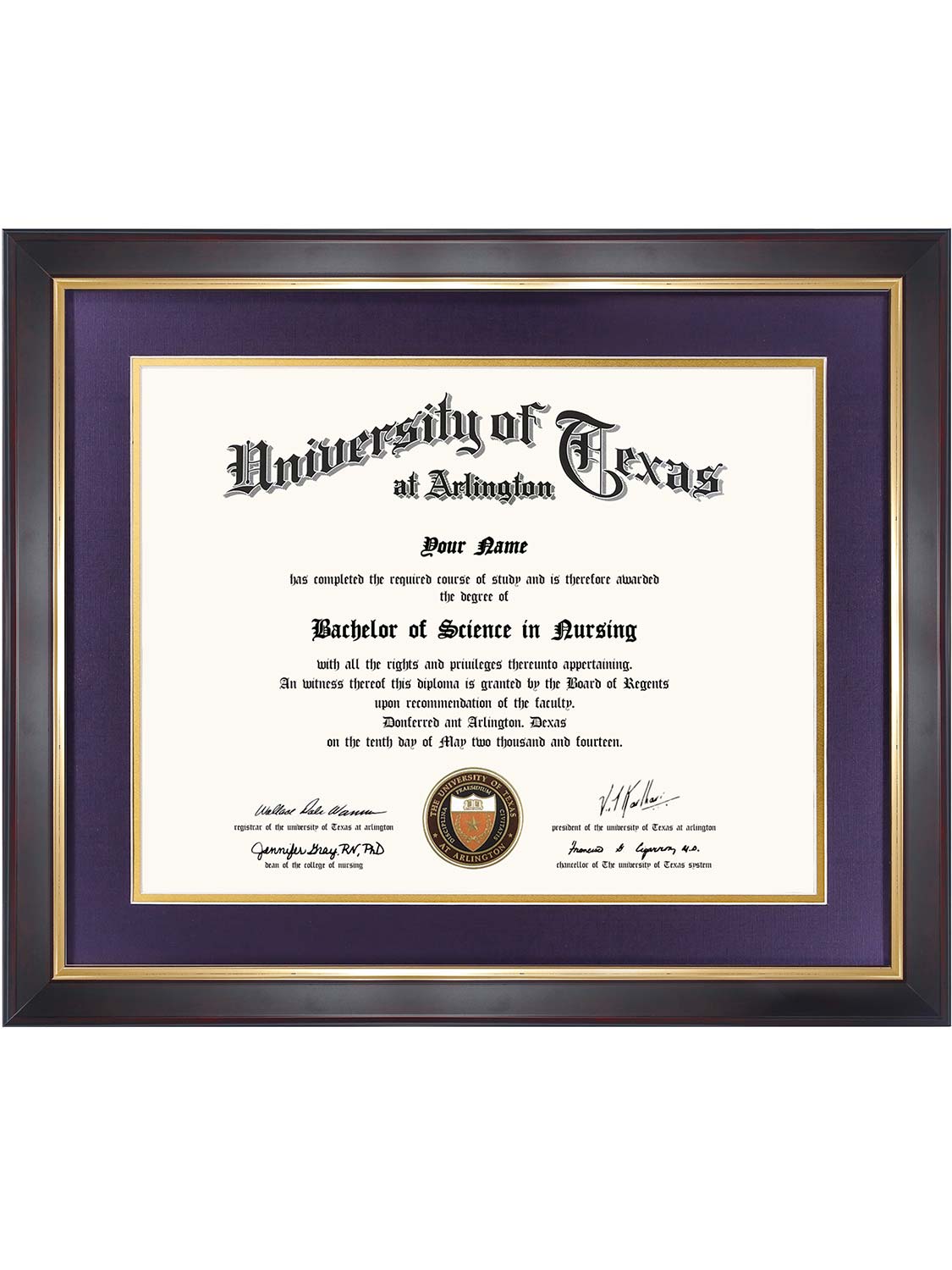 Brown Elite Certificate Diploma Frames - Various Sizes & Mat Colors Available