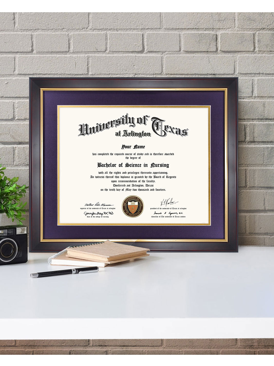 Brown Elite Certificate Diploma Frames - Various Sizes & Mat Colors Available