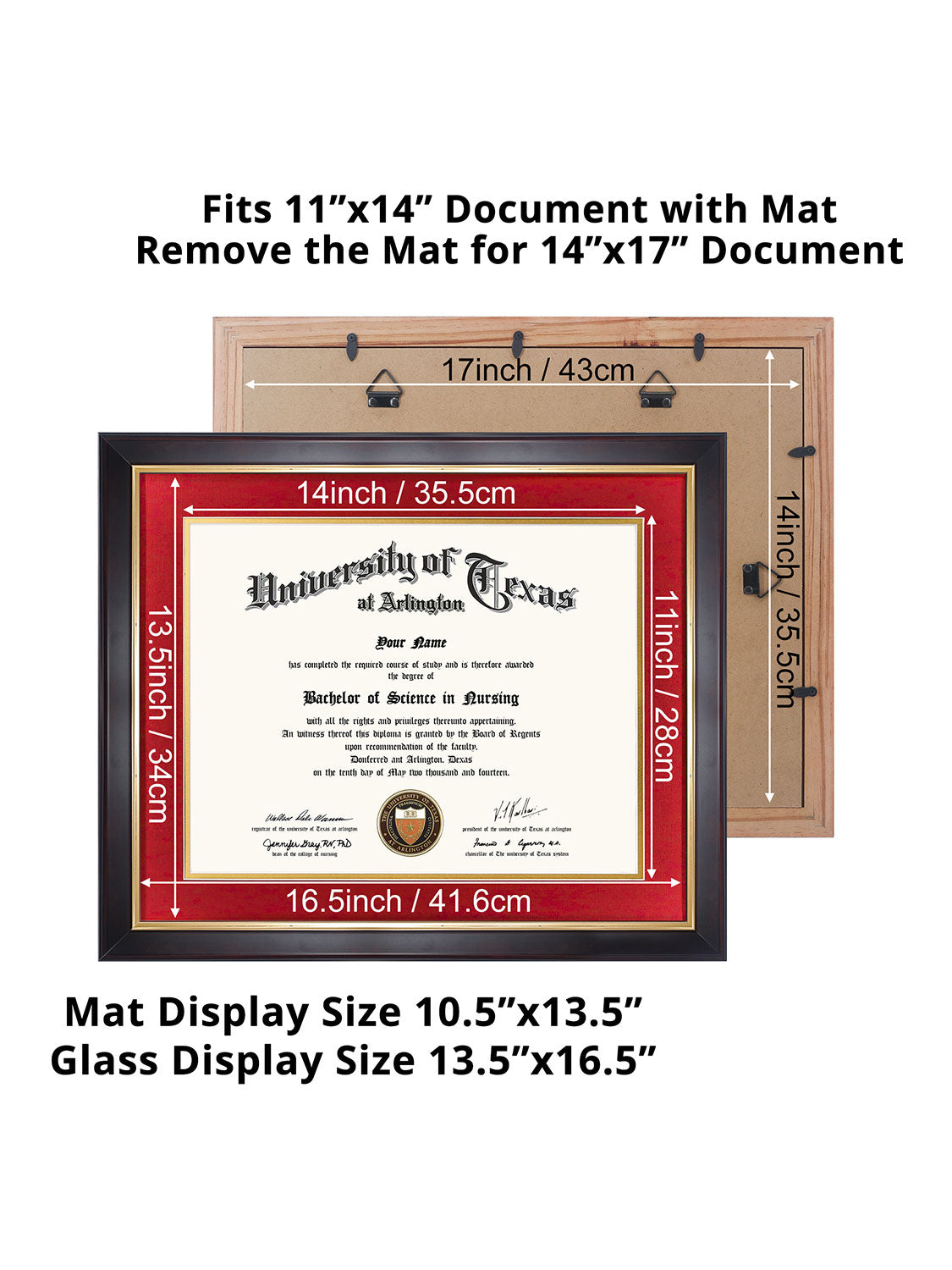 Brown Elite Certificate Diploma Frames - Various Sizes & Mat Colors Available