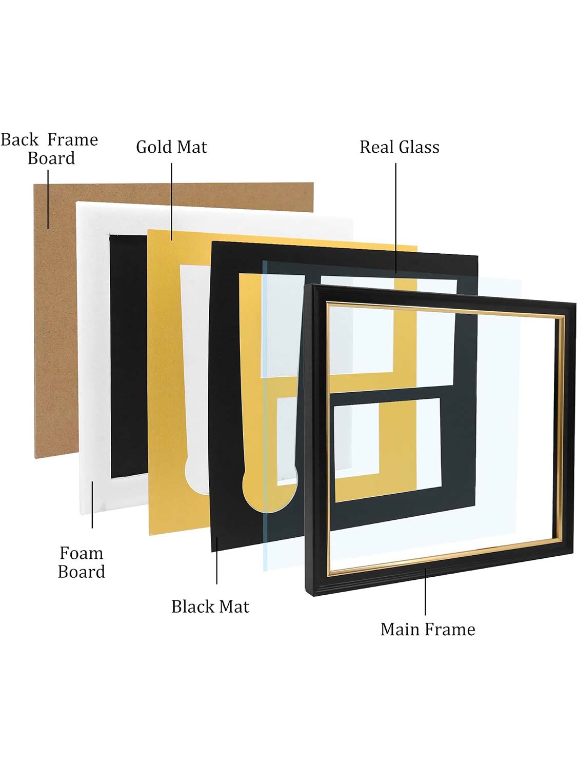 Black Wood 3-in-1 Medal Display Case fits 5x7 photo, 9x6 race bib & heavy medals - 2 Styles Available