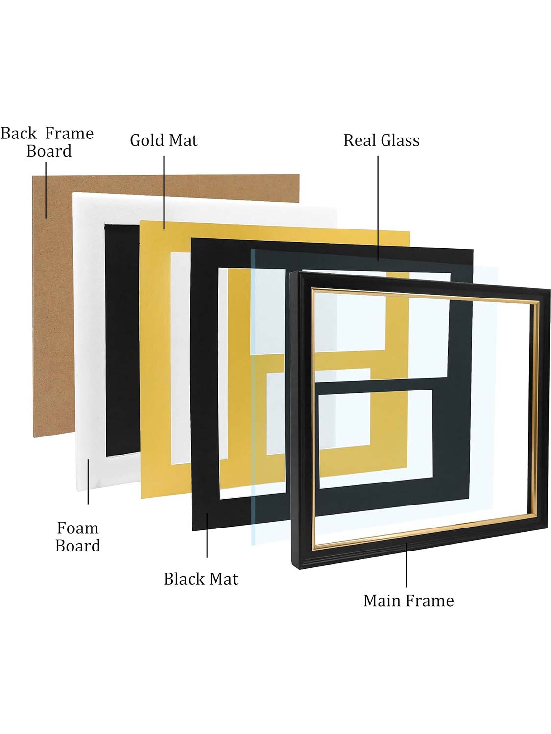 Black Wood 3-in-1 Medal Display Case fits 5x7 photo, 9x6 race bib & heavy medals - 2 Styles Available
