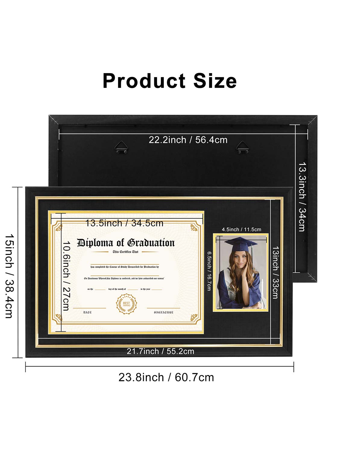 Black Regal Certificate Diploma with Picture Frames