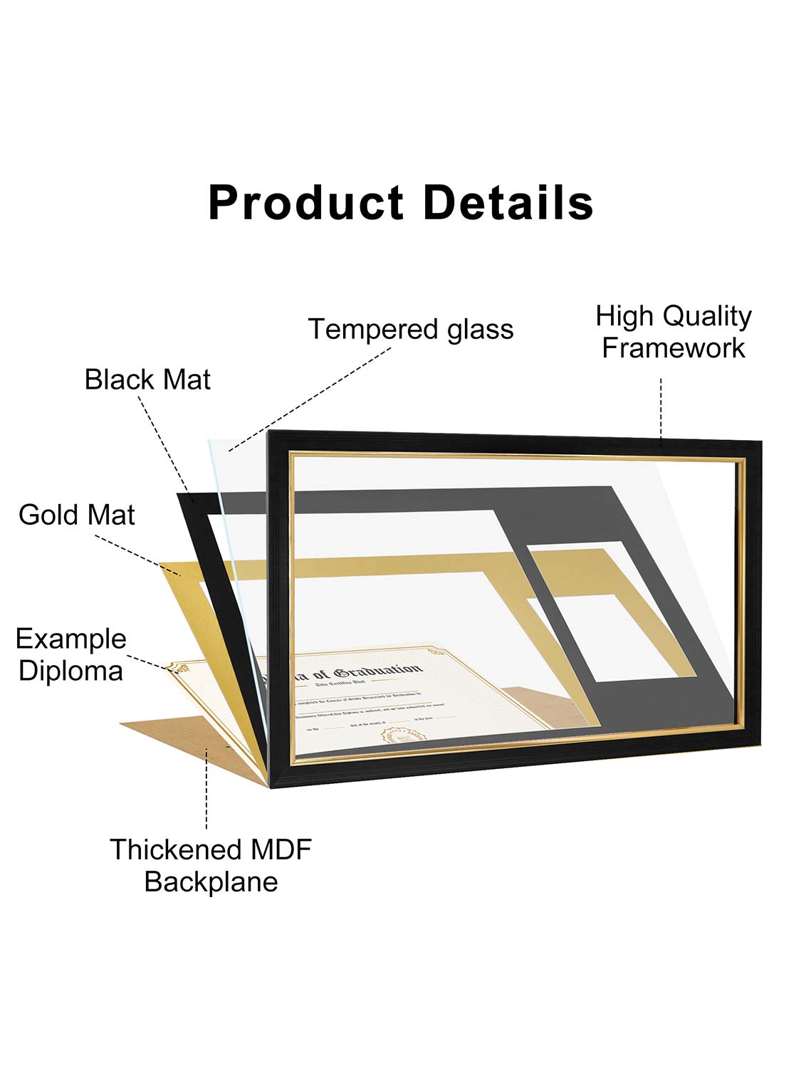 Black Regal Certificate Diploma with Picture Frames