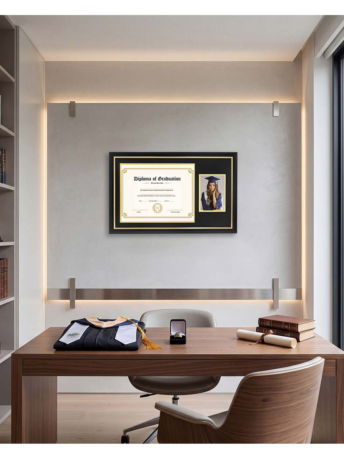 Black Regal Certificate Diploma with Picture Frames