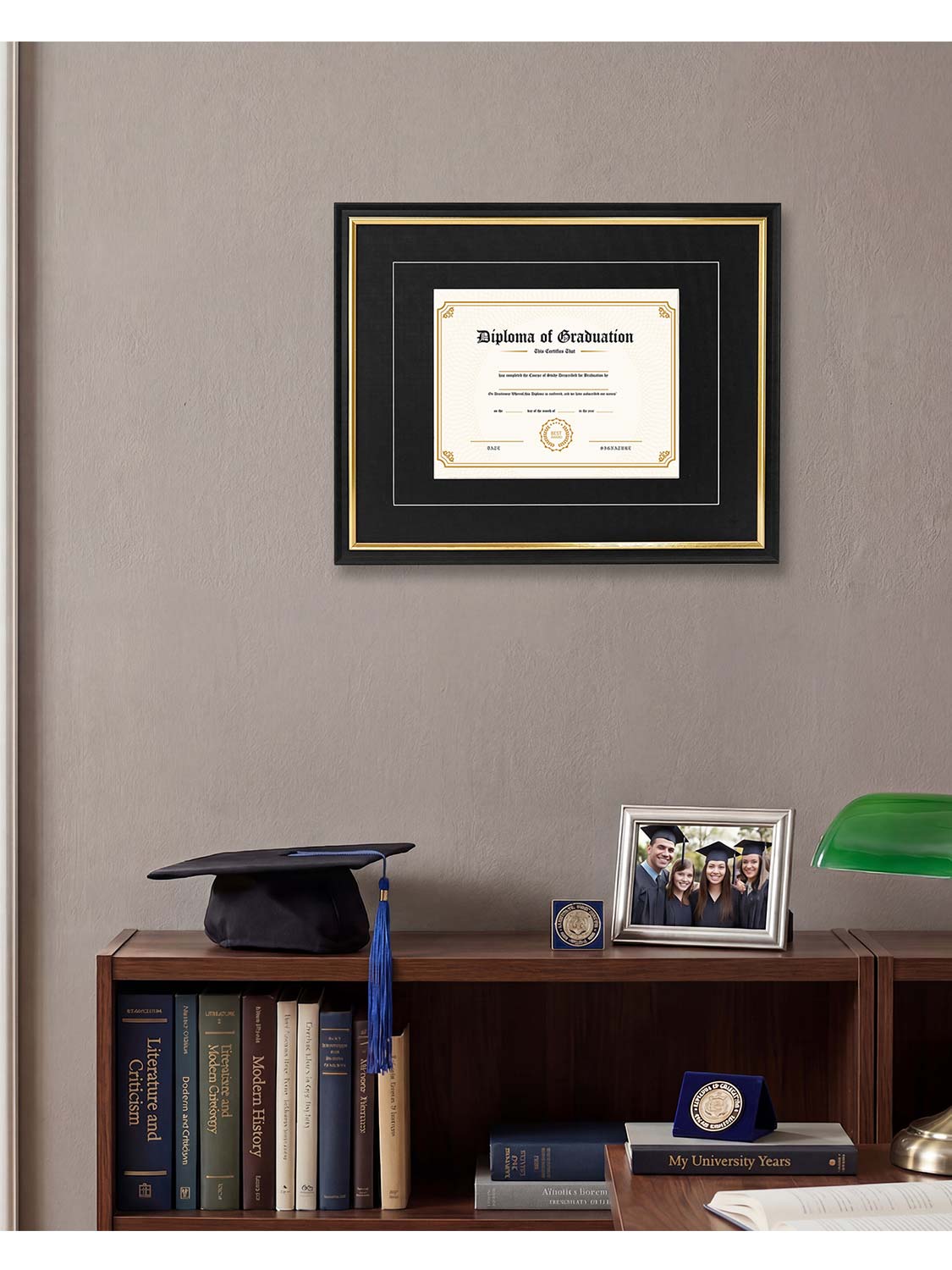 Black Regal Certificate Diploma Frames with Double Black Mats - 2 Sizes Available